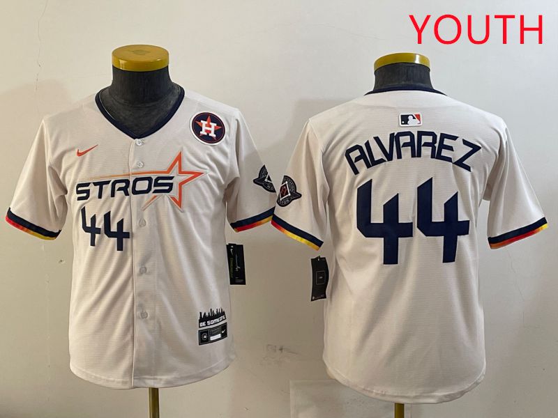 Youth Houston Astros #44 Alvarez Cream Three generations Joint Name 2025 Nike MLB Jersey style 4115